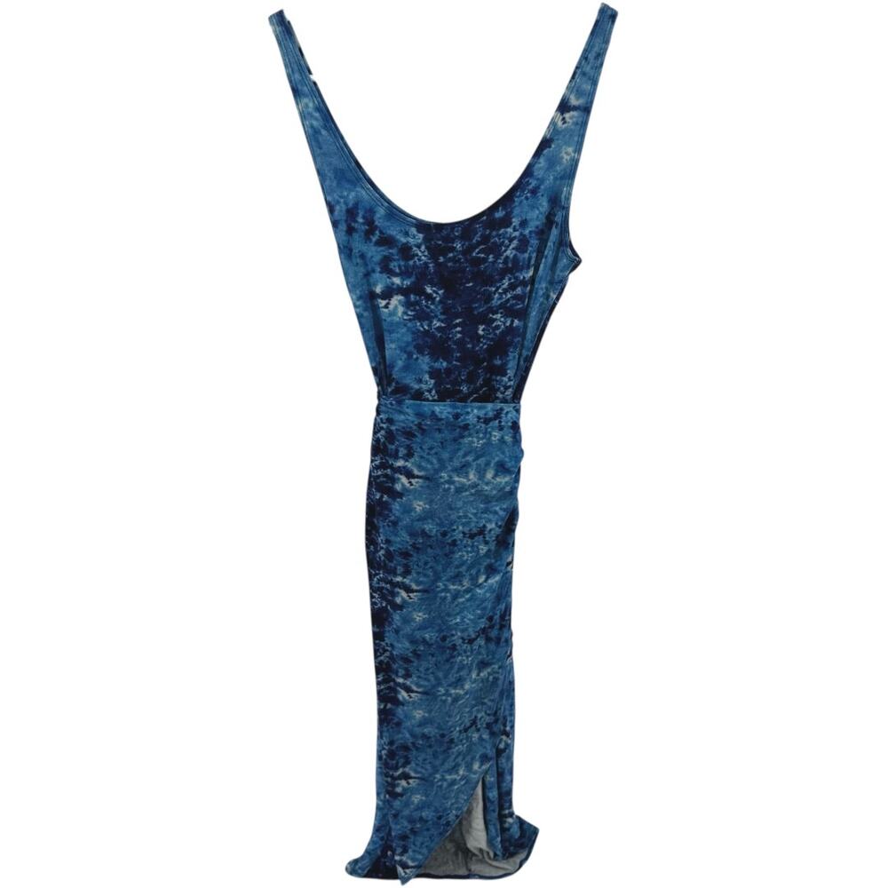 Reformation Jeans Kaila Midi Dress Wrap Sheath Knit Scoop Neck Tie Dye Blue XS - Picture 2 of 6